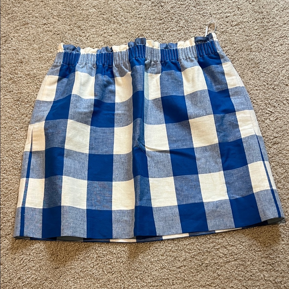 J.Crew Blue and White Checkered Skirt